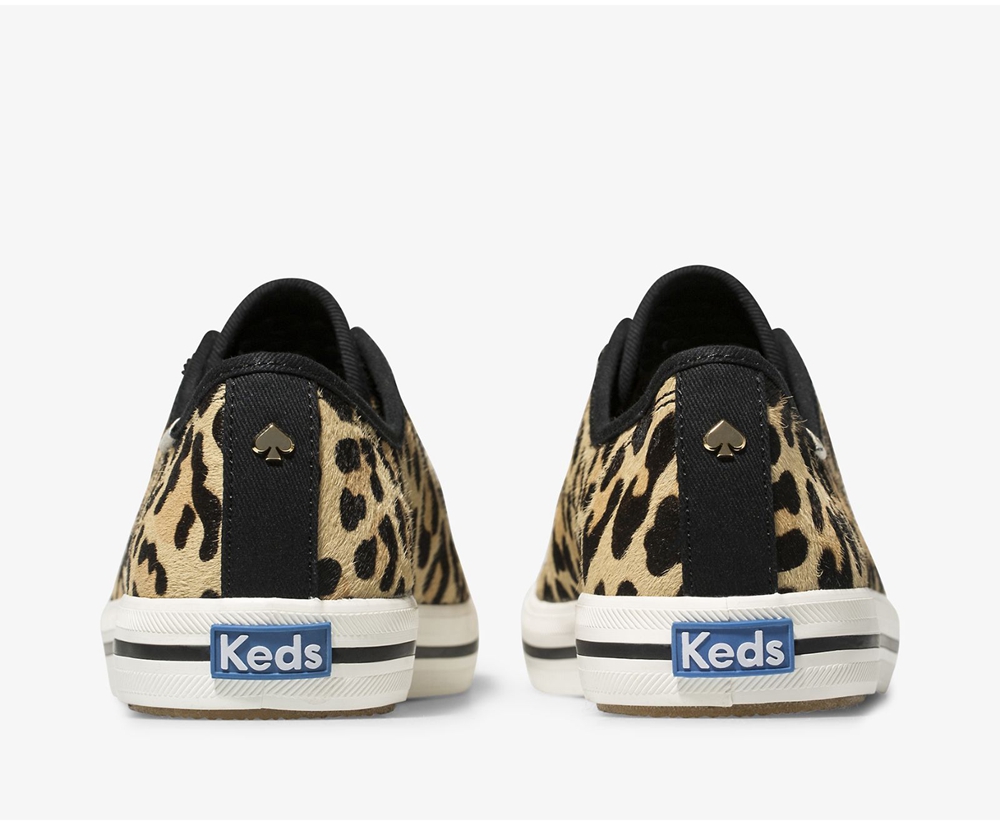 Womens Keds Sneakers - Kate Spade new york Kickstart Calf Hair - Leopard - 6347-AUVPT